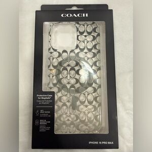 Coach Signature Pattern MagSafe Case - Black and Gray iPhone 16 Pro Max
